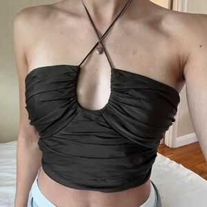 Zara Satin Effect Draped Cropped Top Halter